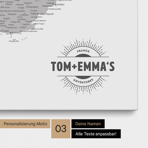 Carte de France TRAVEL® à épingles – Multicolore Gris