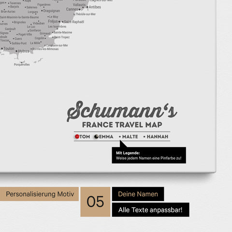 Carte de France TRAVEL® à épingles – Multicolore Gris