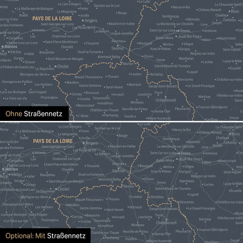 Carte de France TRAVEL® à épingles – Bleu marine clair