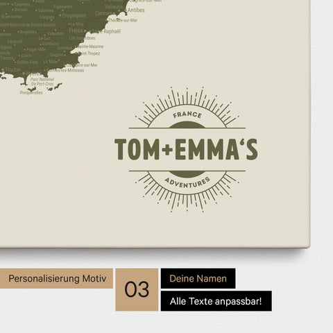 Carte de France TRAVEL® à épingles – Olive Green