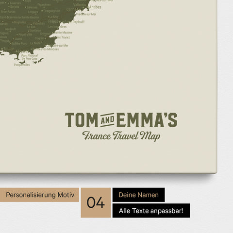 Carte de France TRAVEL® à épingles – Olive Green