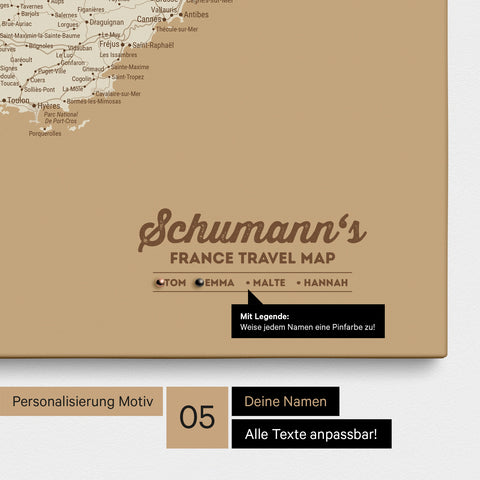 Carte de France TRAVEL® à épingles – Or Trésor