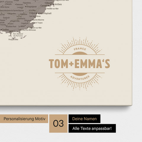 Carte de France TRAVEL® à épingles – Warmgray