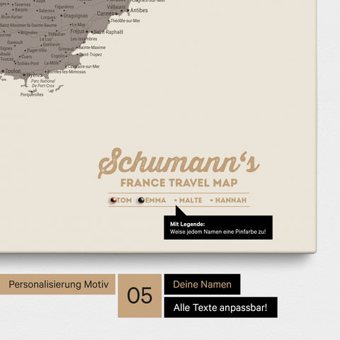 Carte de France TRAVEL® à épingles – Warmgray