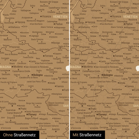 Carte magnétique d'Italie TRAVEL® Tableau magnétique – en 21 couleurs