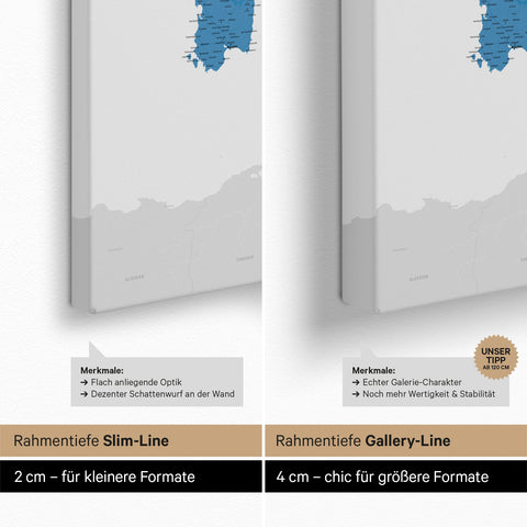 Carte d'Italie TRAVEL® Carte à épingles – Bleu Océan