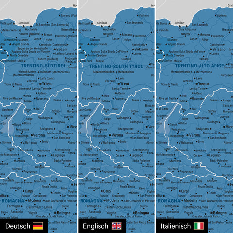 Carte d'Italie TRAVEL® Carte à épingles – Bleu Océan