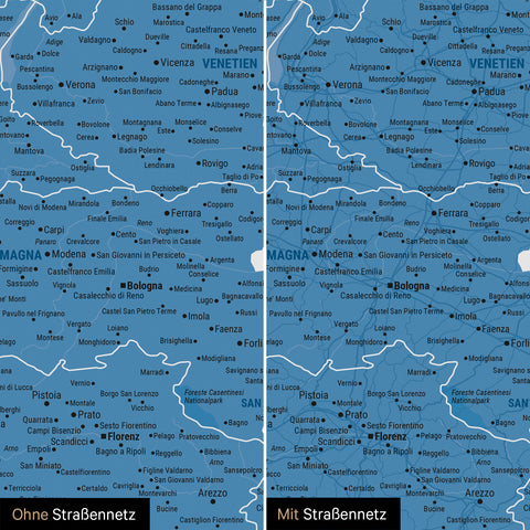 Carte d'Italie TRAVEL® Carte à épingles – Bleu Océan