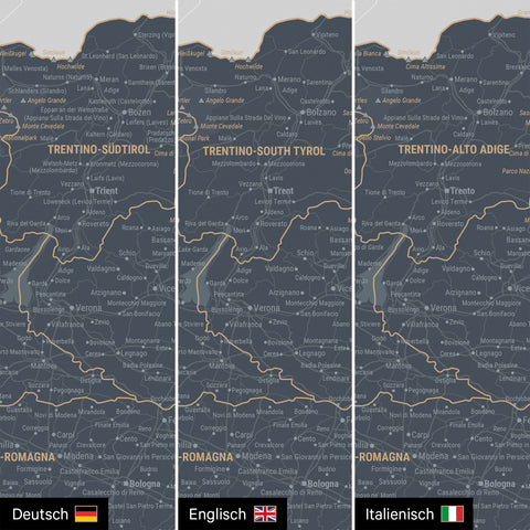Carte d'Italie TRAVEL® Carte à épingles – Bleu Denim