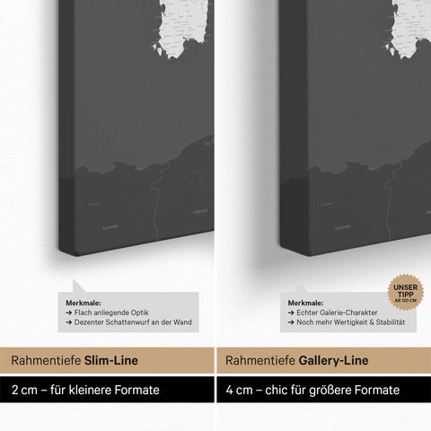 Carte d'Italie TRAVEL® Carte à épingles – Gris foncé (Dunkelgrau)