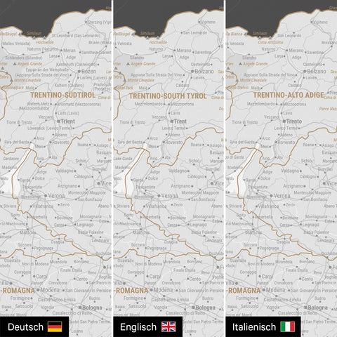 Carte d'Italie TRAVEL® Carte à épingles – Gris foncé (Dunkelgrau)
