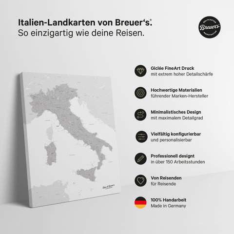 Carte d'Italie TRAVEL® Carte à épingles – Coolgray