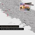 Italien Landkarte in Hellgrau als Leinwand zum Pinnen zeigt einen Ausschnitt von Rom, Abruzzien und Kampanien mit vielen Details wie Nationalparks, Flüssen und zahlreichen kleinen Orten und Städten, die teilweise mit Pins markiert sind