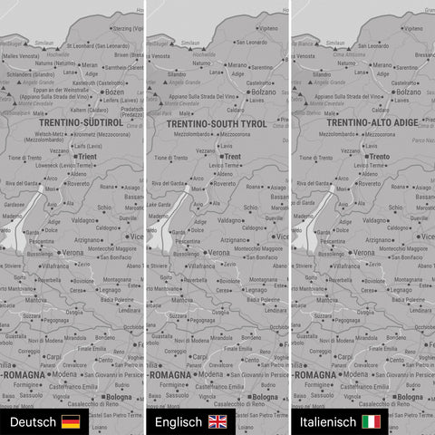 Carte d'Italie TRAVEL® Carte à épingles – Coolgray
