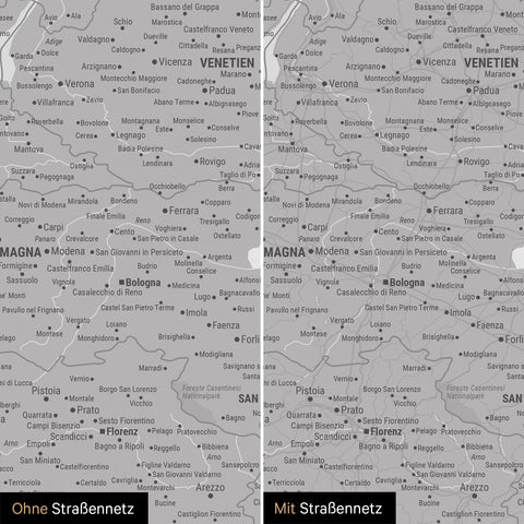 Carte d'Italie TRAVEL® Carte à épingles – Coolgray