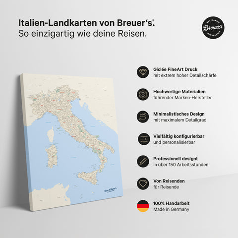 Carte d'Italie TRAVEL® Carte à épingles – Multicolore Classique