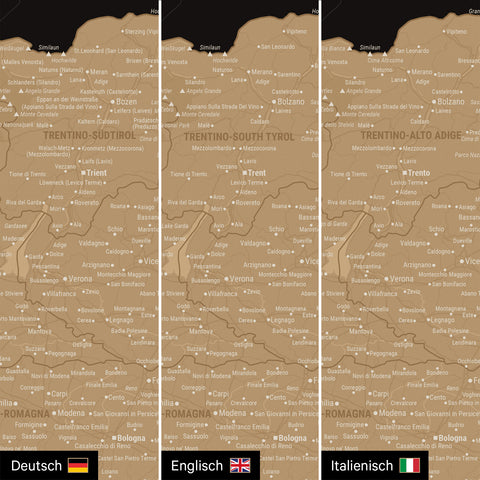 Carte d'Italie TRAVEL® Carte à épingles – Sonar Black