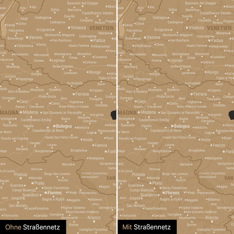 Carte d'Italie TRAVEL® Carte à épingles – Sonar Black