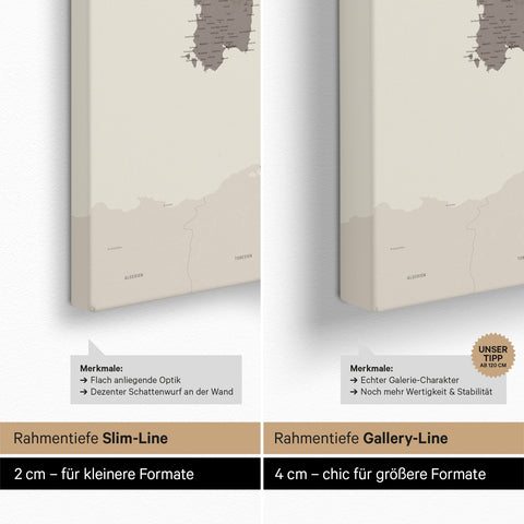 Carte d'Italie TRAVEL® Carte à épingles – Gris chaud