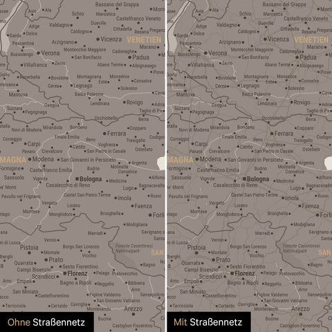Carte d'Italie TRAVEL® Carte à épingles – Gris chaud