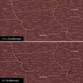 Kanada & USA Karte Pinn-Leinwand in Bordeaux Rot optional mit dem Straßennetz der größten Highways und Interstates