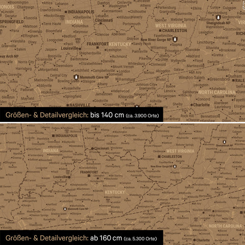 Carte du Canada et des USA TRAVEL® Carte à épingles – Bronze