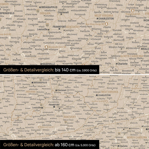 Carte du Canada et des États-Unis TRAVEL® Carte à épingles – Or