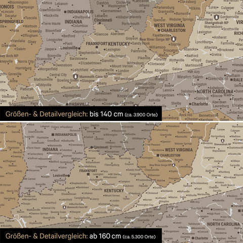 Carte du Canada et des USA TRAVEL® Carte à épingles – Multicolore Beige