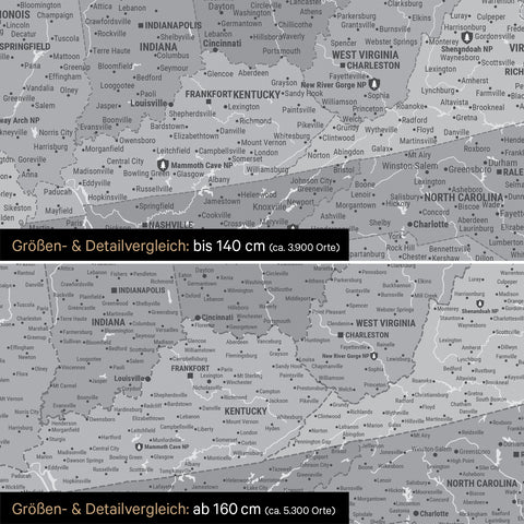 Carte du Canada et des USA TRAVEL® Carte à épingles – Multicolore Gris