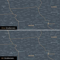 Kanada & USA Karte Pinn-Leinwand in Navy Light optional mit dem Straßennetz der größten Highways und Interstates