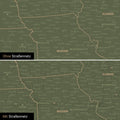 Kanada & USA Karte Pinn-Leinwand in Grün optional mit dem Straßennetz der größten Highways und Interstates
