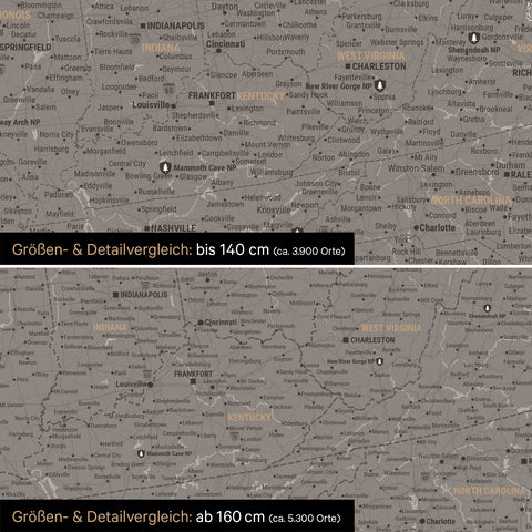 Carte du Canada et des USA TRAVEL® Carte à épingles – Gris chaud
