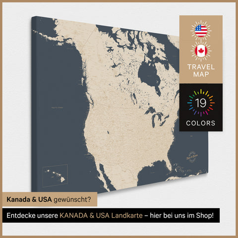 Carte des USA TRAVEL® Carte à épingles – Hale Navy (Bleu marine foncé)