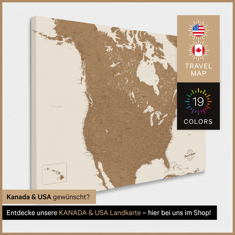 Carte des USA TRAVEL® Carte à épingles – Bronze
