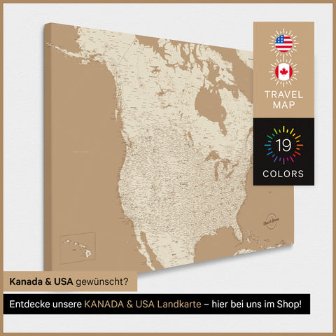 Carte des États-Unis TRAVEL® Carte à épingles – Trésor Or