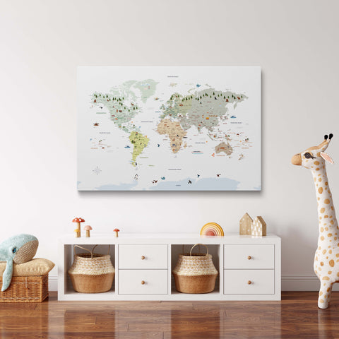 Carte du monde à épingles pour enfants – MULTICOLOR® Blanc