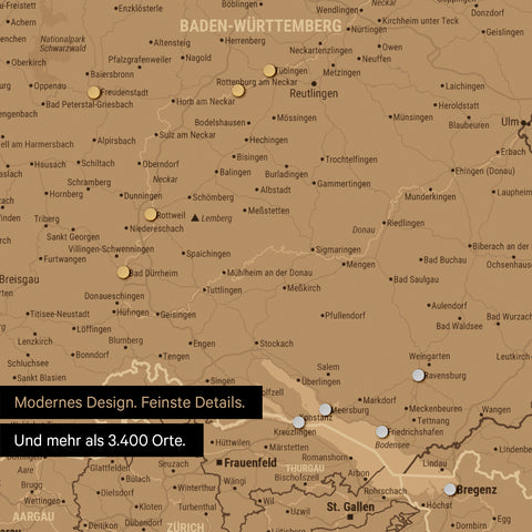 Carte DACH TRAVEL® Magnetposter – en 21 couleurs