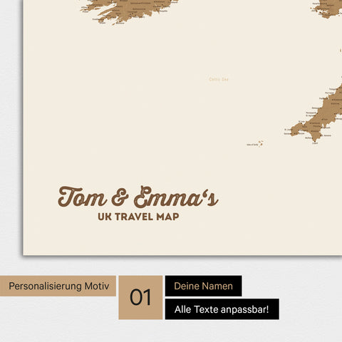 Personalisierte England & Irland-Karte als Magnetposter mit deinem Namen eingedruckt