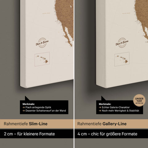 Carte de l'Amérique du Nord TRAVEL® Carte à épingles – Bronze
