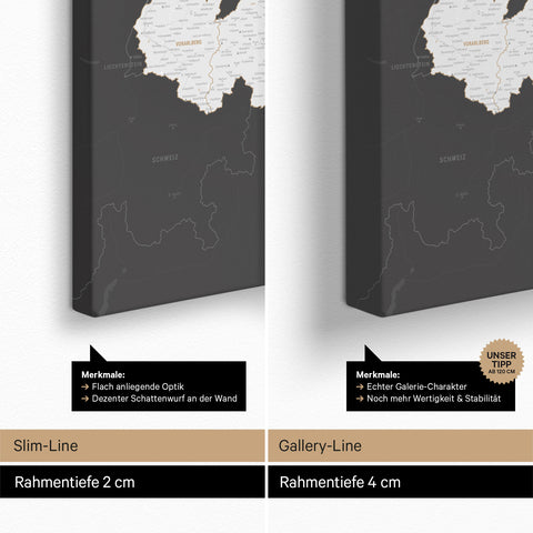 Carte d'Autriche TRAVEL® Carte à épingles – Gris foncé (Dunkelgrau)