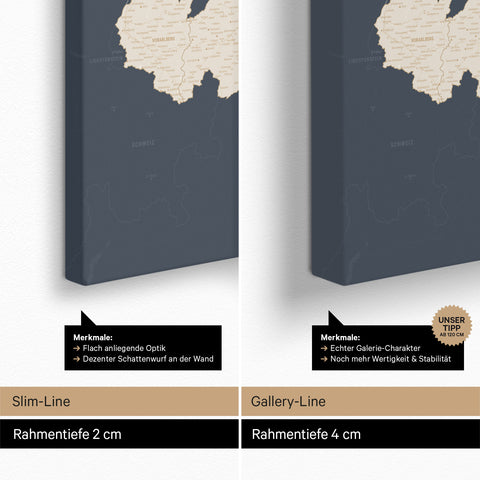 Carte d'Autriche TRAVEL® Carte à épingles – Hale Navy (Bleu foncé-Or)