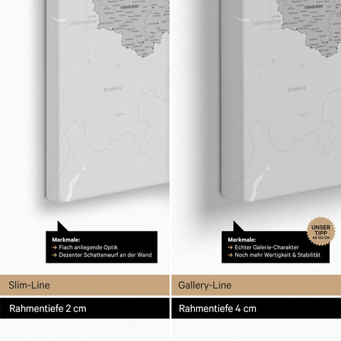 Carte d'Autriche TRAVEL® Carte à épingles – Coolgray (Gris clair)