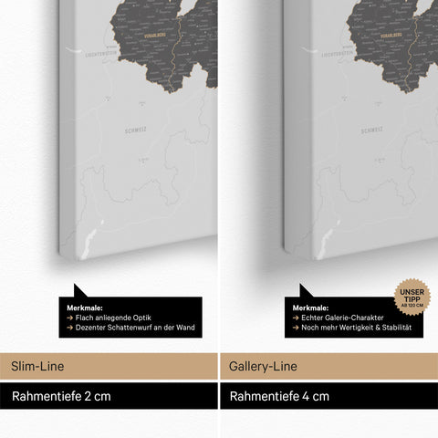 Carte d'Autriche TRAVEL® Carte à épingles – Gris clair (Blanc-Gris)
