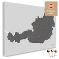 Österreich-Karte in Light Gray als Pinnwand Leinwand zum Pinnen und Markieren von Reisezielen kaufen