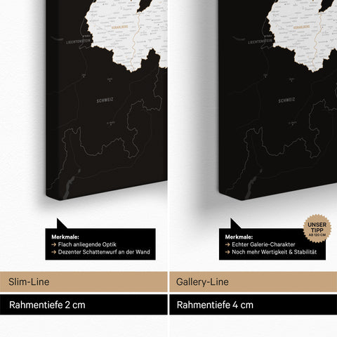 Carte d'Autriche TRAVEL® Carte à épingles – Noir foncé (Noir et blanc)