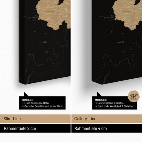 Carte d'Autriche TRAVEL® Carte à épingles – Sonar Black (Noir-Or)