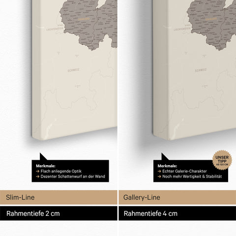 Carte d'Autriche TRAVEL® Carte à épingles – Warmgray (Brun-Gris)