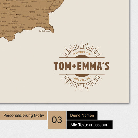 Carte d'Autriche TRAVEL® Poster Premium – en 21 couleurs