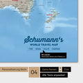 Carte du monde physique en couleur multicolore Terra avec personnalisation en logo familial