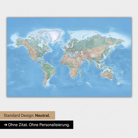 Carte du monde physique en version standard neutre et couleur Couleur Multicolore Terra